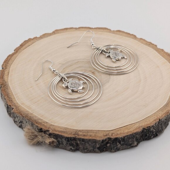 Navajo Turtle Rings Dangle Earrings Sterling Silver Native American Jewelry ** - Picture 11 of 11
